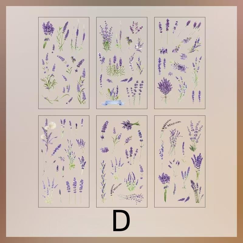 6pcs Flowers Plants Transparent Sticker | Floral Botanical Stickers | Planner Bullet Journal Junk Journal Craft Collage Stickers