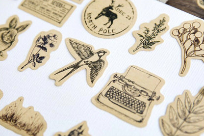 46pcs Vintage Kraft Nature Sticker Pack  / Vintage Goods Stickers / Bullet Journal Stickers / Planner Sticker Set