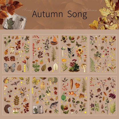 Song of the Forest | Nature Plants PET Sticker | Leaves Ginkgo Sticker | Junk Journal Stickers | Scrapbooking Craft Bullet Journal Supplies