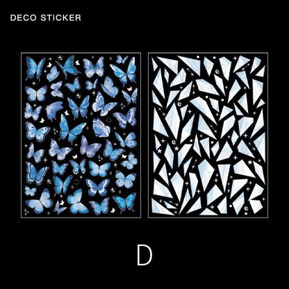 Retro Silver Foiled Butterfly Flower Sticker Sheet | Decorative Stickers | DIY Collage Planner Journal Scrapbooking Kids Craft Supplies