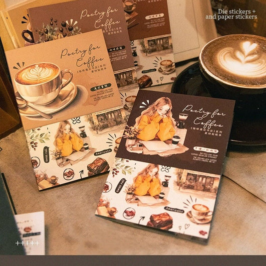 Coffee-Themed Sticker Set for Journal Collage | Coffee Lover | Planner Collage Junk Journal Vintage Journaling Scrapbooking DIY Kit Supplies