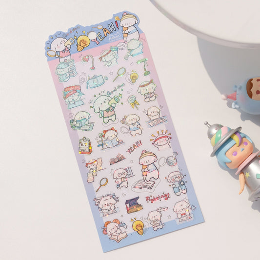 Nekoni PVC Cute Dog Cat Stickers | Valentine's Day Study Stickers | Kawaii Animal Planner Journal Collage Stickers Scrapbooking Supplies