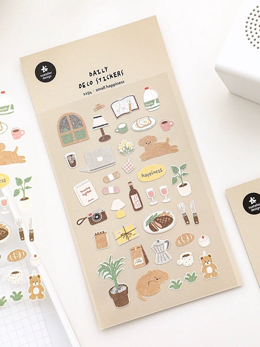 Suatelier Korean Slow Life Aesthetics Stickers | Kawaii Planner Decorative Stickers | Bujo Junk Journal Collage Scrapbooking Supplies