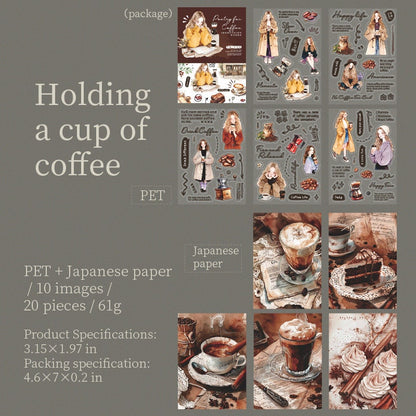 Coffee-Themed Sticker Set for Journal Collage | Coffee Lover | Planner Collage Junk Journal Vintage Journaling Scrapbooking DIY Kit Supplies