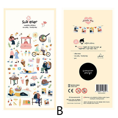 Suatelier Korean Slow Life Aesthetics Stickers | Kawaii Planner Decorative Stickers | Bujo Junk Journal Collage Scrapbooking Supplies