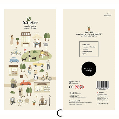 Suatelier Korean Slow Life Aesthetics Stickers | Kawaii Planner Decorative Stickers | Bujo Junk Journal Collage Scrapbooking Supplies