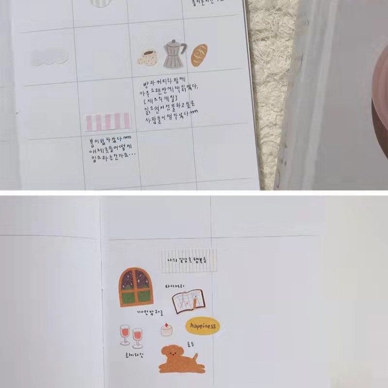 Suatelier Korean Slow Life Aesthetics Stickers | Kawaii Planner Decorative Stickers | Bujo Junk Journal Collage Scrapbooking Supplies
