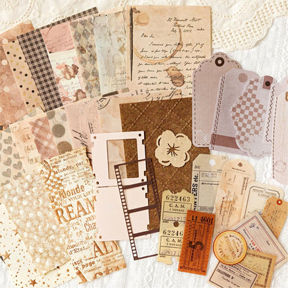 Retro Coffee Butterfly Material Paper Pack | Retro Vintage Junk Journal Kit | Lable Memo Background Paper | Journaling Scrapbooking Supplies