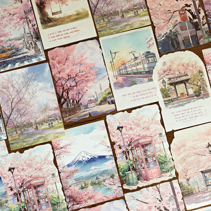 Travel Notes Material Paper Pack | Travel Background Paper Kit | Watercolor Landscape Material Pack | Journaling Scrapbooking Supplies