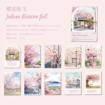 Travel Notes Material Paper Pack | Travel Background Paper Kit | Watercolor Landscape Material Pack | Journaling Scrapbooking Supplies