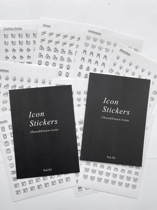 10 Sheets Small Icon Stickers | Clear Transparent Stickers | Planner Bujo Functional Minimal Stickers | Journal decoration | Happy Planner