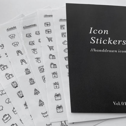 10 Sheets Small Icon Stickers | Clear Transparent Stickers | Planner Bujo Functional Minimal Stickers | Journal decoration | Happy Planner