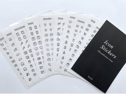 10 Sheets Small Icon Stickers | Clear Transparent Stickers | Planner Bujo Functional Minimal Stickers | Journal decoration | Happy Planner