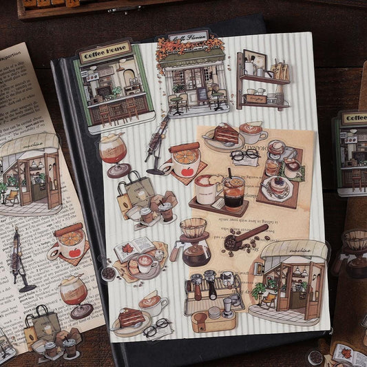 Retro Life Aesthetics Stickers | Coffee Stickers | Painting Food Room House Sticker | Junk Journal Stickers Accessories | Craft Supplies