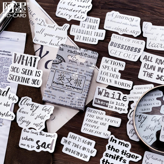 46pcs English Newspaper Sticker Pack / Junk Journal /  Stickers / Planner Sticker Set