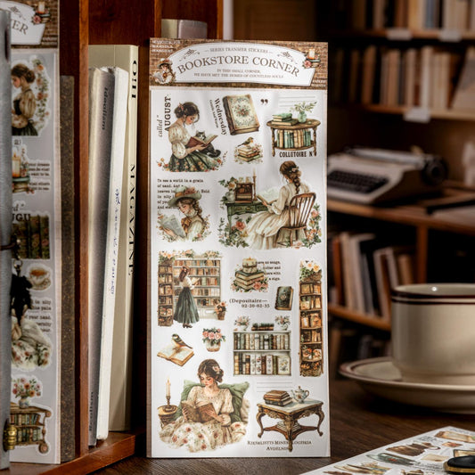 The Corner of Bookstore | Coffee Reading Aesthetic Sticker｜Retro Planner Junk Journal Decorative Stickers Scrapbooking Collage Supplies