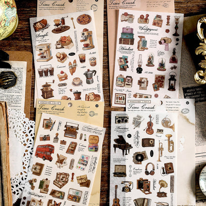 Retro Life Aesthetics Stickers | Coffe Stickers | Musical Instruments Sticker Set | Bread Junk Journal Stickers | Scrapbooking Supplies
