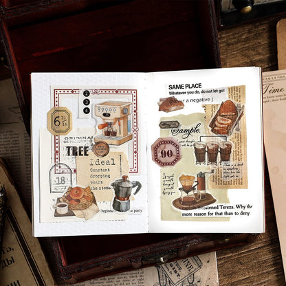 Retro Life Aesthetics Stickers | Coffe Stickers | Musical Instruments Sticker Set | Bread Junk Journal Stickers | Scrapbooking Supplies
