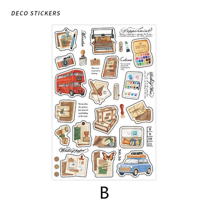 Retro Life Aesthetics Stickers | Coffe Stickers | Musical Instruments Sticker Set | Bread Junk Journal Stickers | Scrapbooking Supplies