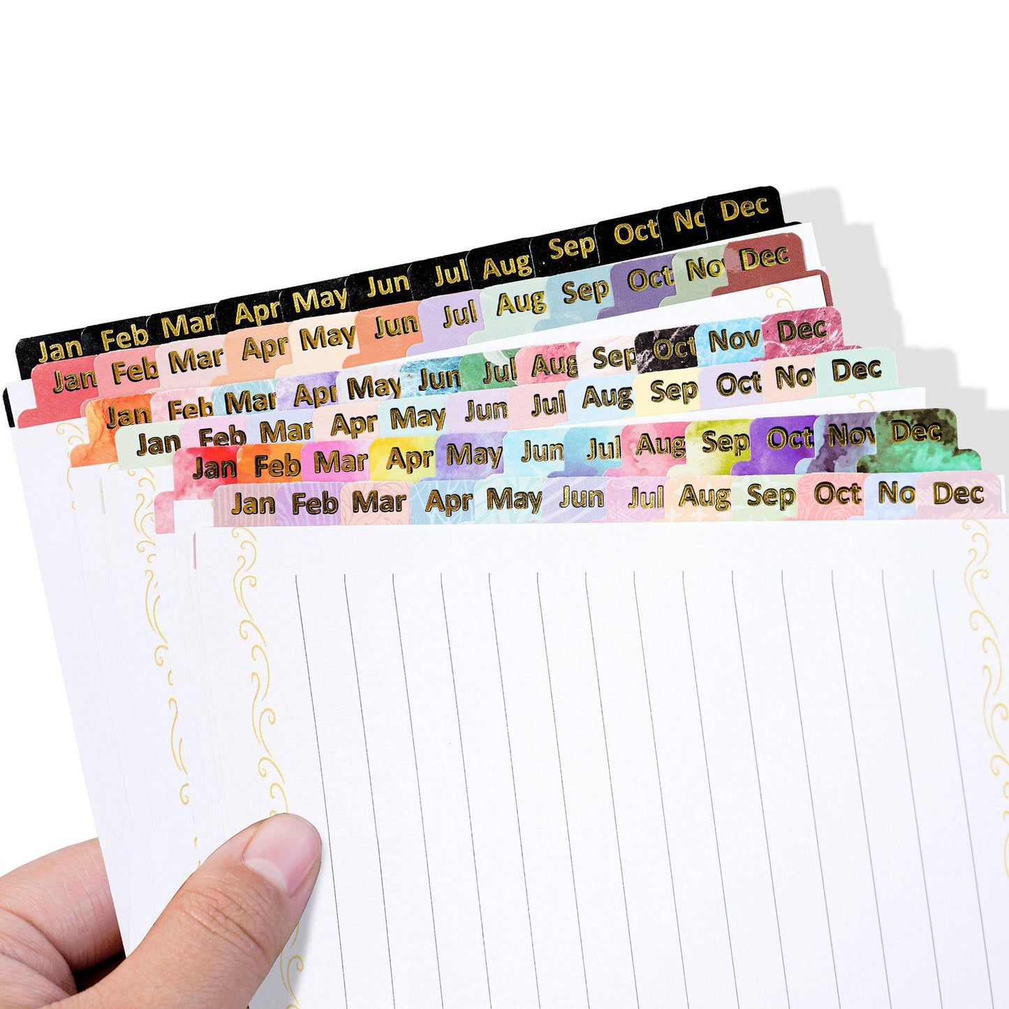 Gold Foiled Monthly Tab Stickers For Planner Bullet Journal | Index Stickers | Colorful Sticky Tabs | Monthly Plan Stickers