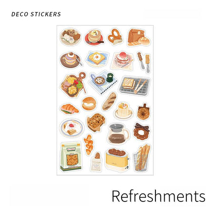 Waiting Weekend Cute Daily Life Sticker | Cafe Warm Room Desk Picnic Food Camping Decorative Stickers | Planner Journal Collage DIY Supplies