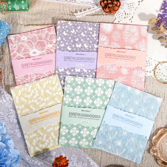 12 Sheets 3D Material Paper Pack | Vellum Papers | Background Paper |  Junk Journal Collage Art Projects | Junk Journal Collage Starter