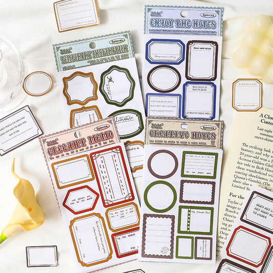 6 Sheets Label Sticker | Memo Frame  Decorative Stickers | Vintage Journal Scrapbooking Collage Crafting Supplies | Planner Sticker