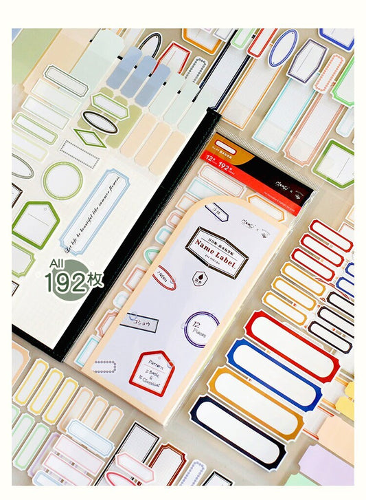 192pcs Label Sticker Book | Name Label | Functional Planner Sticker Pack | Basic Stickers | BuJo Sticker kit |