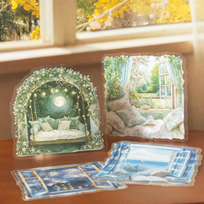 Bright View Outside the Window PET Sticker Pack | Decorative Planner Stickers | Scrapbooking Collage Junk Journal Album Sticker Supplies
