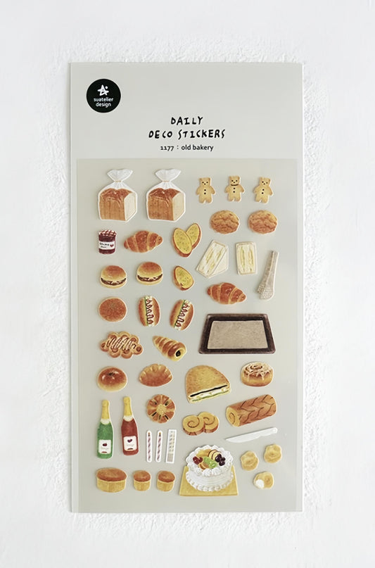 Suatelier Korean Old Bakery Stickers | Bread Cake Planner Decorative Stickers | Bujo Junk Journal Scrapbooking Supplies