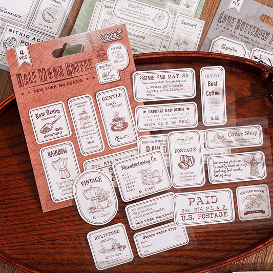 Retro Sticker Label Pack | Small Words Plant Butterfly Stickers | Vintage Journal Scrapbooking Collage Crafting Supplies | Planner Sticker