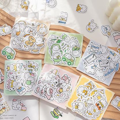 40pcs Cartoon Bear Daily Life Sticker | Cute Handdrawn Bear Stickers | Kawaii Animal Planner Stickers Junk Journal Scrapbooking Supplies