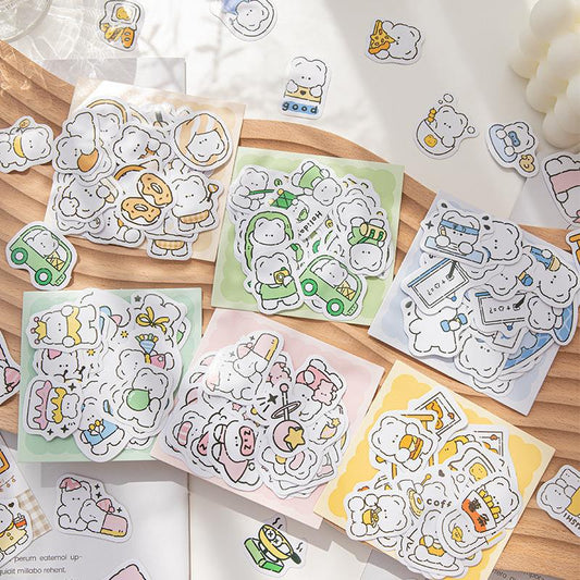 40pcs Cartoon Bear Daily Life Sticker | Cute Handdrawn Bear Stickers | Kawaii Animal Planner Stickers Junk Journal Scrapbooking Supplies