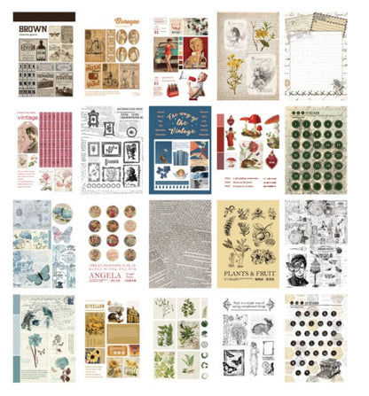 20 Sheets Vintage Sticker Book | Planner Sticker Collection | Aesthetic Stickers | Junk Journal |  Planner Supplies