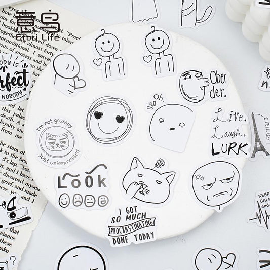 46pcs Interesting Soul Sticker Pack | Funny Expression Junk Journal Stickers | Planner Sticker Set | Scrapbooking Kids Craft Supplies