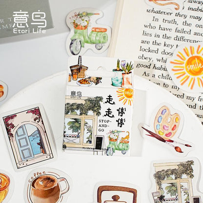 46pcs Handdrawn Summer Daiy Life Aesthetics Sticker Pack |  Life Stickers | Planner Sticker Set | Junk Journal | Die Cut Deco Stickers