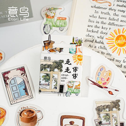 46pcs Handdrawn Summer Daiy Life Aesthetics Sticker Pack |  Life Stickers | Planner Sticker Set | Junk Journal | Die Cut Deco Stickers
