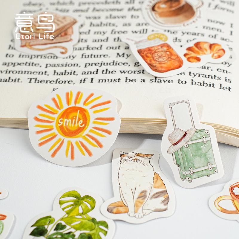 46pcs Handdrawn Summer Daiy Life Aesthetics Sticker Pack |  Life Stickers | Planner Sticker Set | Junk Journal | Die Cut Deco Stickers