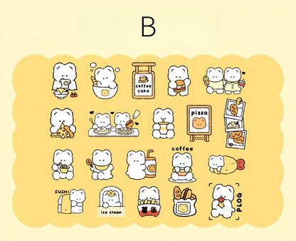 40pcs Cartoon Bear Daily Life Sticker | Cute Handdrawn Bear Stickers | Kawaii Animal Planner Stickers Junk Journal Scrapbooking Supplies