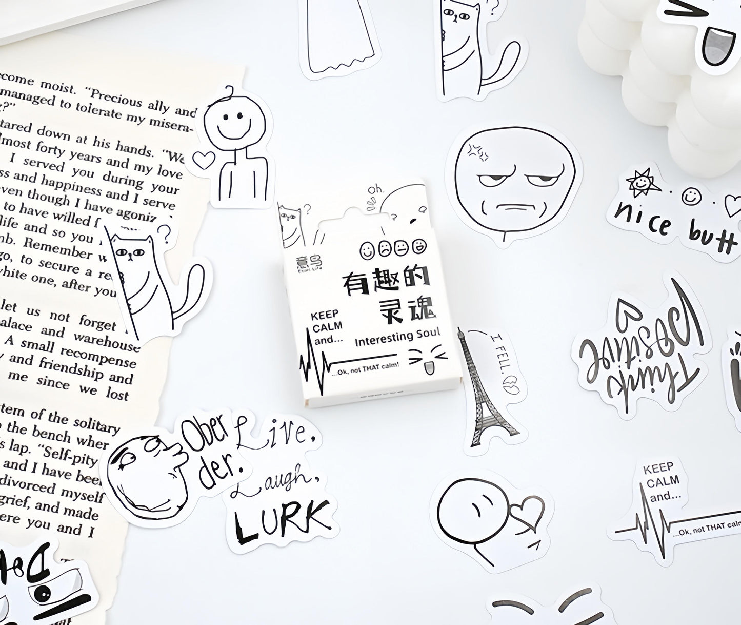 46pcs Interesting Soul Sticker Pack | Funny Expression Junk Journal Stickers | Planner Sticker Set | Scrapbooking Kids Craft Supplies