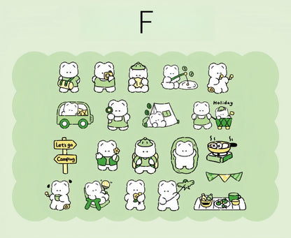 40pcs Cartoon Bear Daily Life Sticker | Cute Handdrawn Bear Stickers | Kawaii Animal Planner Stickers Junk Journal Scrapbooking Supplies