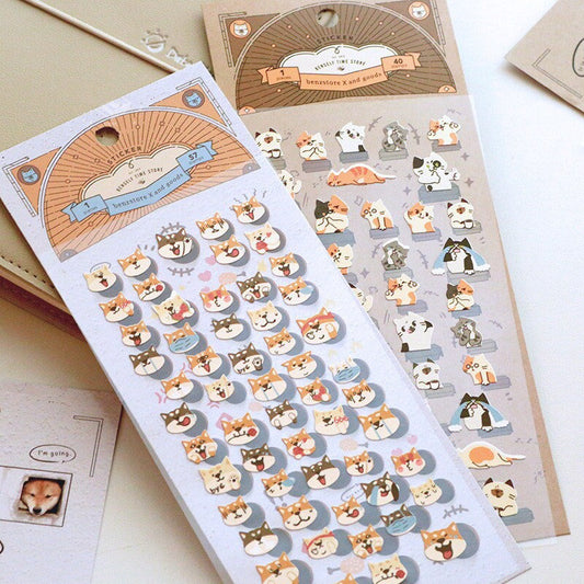 Cute Cat Dog Emotion Sticker Pack Stickers / Planner Sticker Set / Junk Journal /  Planner Sticker Set