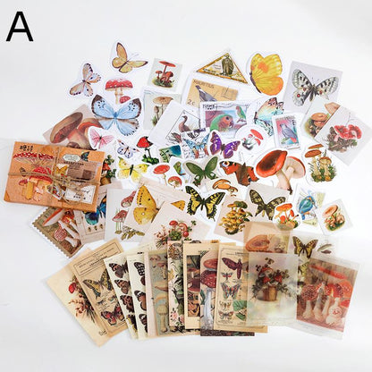 60pcs Retro Butterfly Travel Junk Journal Kit | Planner Sticker Material Paper Set | Vintage Junk Journal | Die Cut Deco Stickers Supplies