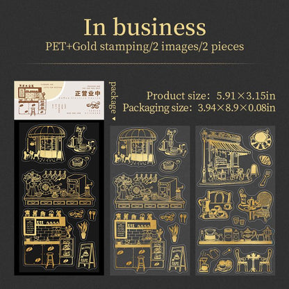 Retro Gold Foiled Coffee Stickers | Coffe Bread Stickers | Journal Sticker Set | Coffee Plant Junk Journal Stickers | Scrapbooking Supplies