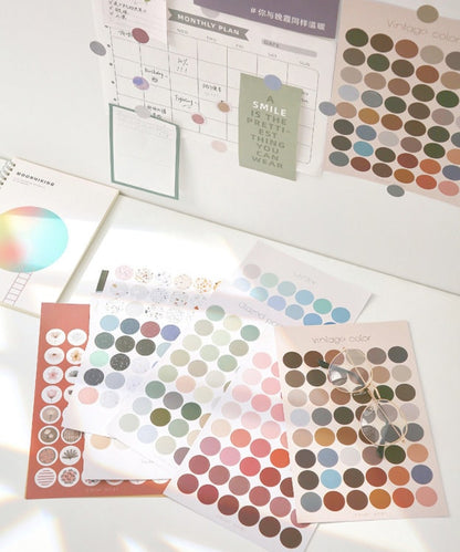 Morandi Large Round Sticker | Dots Sticker |  Stickers | Planner Sticker Set |