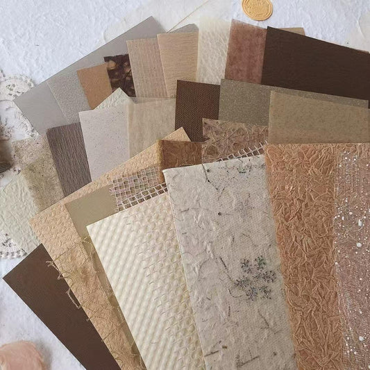 30 Sheets Mixed Material Paper Pack | A5 Size | Cotton Crepe Mulberry Tissue Decoupage Paper | Junk Journal Collage Starter