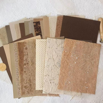 30 Sheets Mixed Material Paper Pack | A5 Size | Cotton Crepe Mulberry Tissue Decoupage Paper | Junk Journal Collage Starter