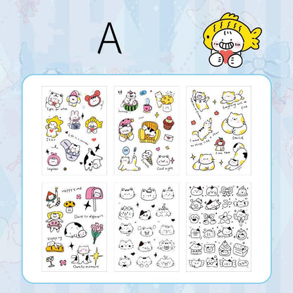 6 Sheets Cute Cat Stickers | Kitten Stickers | Kawaii Animal Planner Stickers Junk Journal Scrapbooking Supplies