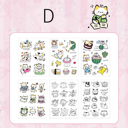 6 Sheets Cute Cat Stickers | Kitten Stickers | Kawaii Animal Planner Stickers Junk Journal Scrapbooking Supplies
