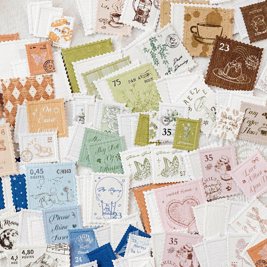 Relife Plate Pattern Stamp Sticker Pack | Kitten Coffee Stamp Stickers | Decorative Sticker | Journal Scrapbooking Collage Crafting Supplies